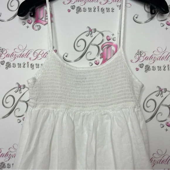 Joe & Kate tank top distressed ruffle frilly zip up side white cute boho shirt - Picture 4 of 8